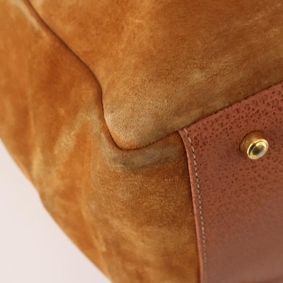 GUCCI Tote Bag Suede Brown Gold 002 58 0233 Auth YKZ146