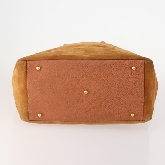 GUCCI Tote Bag Suede Brown Gold 002 58 0233 Auth YKZ146