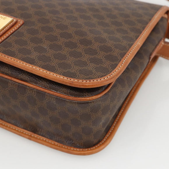 CELINE Macadam Canvas Shoulder Bag PVC Leather Brown Gold Auth YKZ1460A
