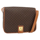 CELINE Macadam Canvas Shoulder Bag PVC Leather Brown Gold Auth YKZ1460A-1