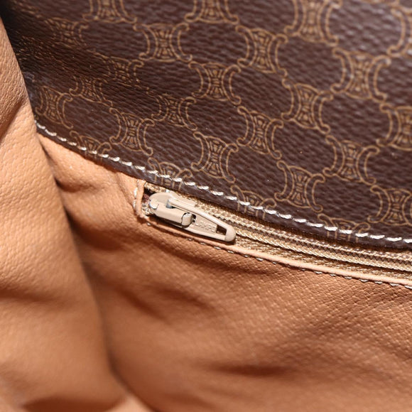 CELINE Macadam Canvas Shoulder Bag PVC Leather Brown Gold Auth YKZ1460A