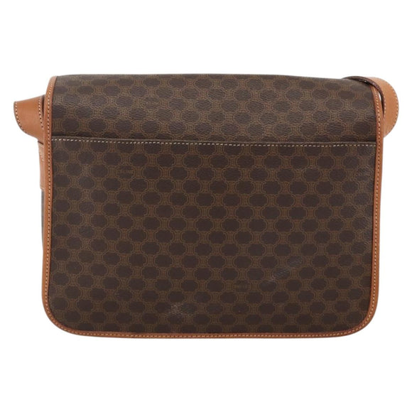 CELINE Macadam Canvas Shoulder Bag PVC Leather Brown Gold Auth YKZ1460A