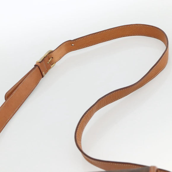 CELINE Macadam Canvas Shoulder Bag PVC Leather Brown Gold Auth YKZ1460A