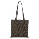 FENDI Zucca Canvas Tote Bag Black Brown Auth YKZ1463-2