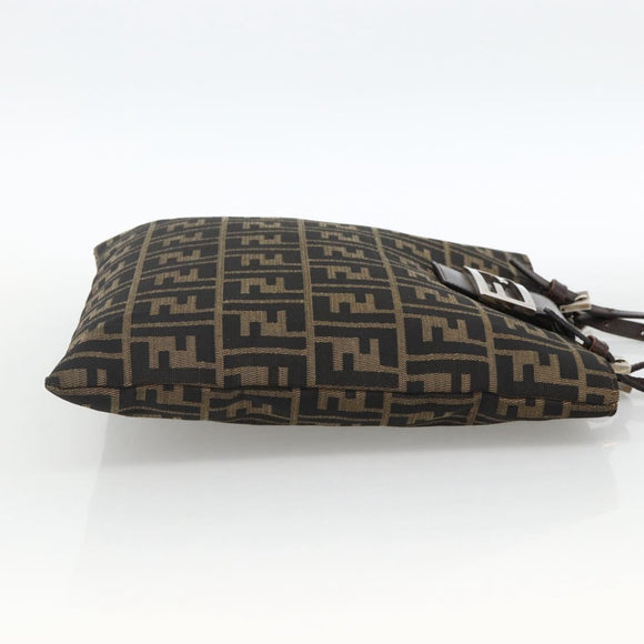 FENDI Zucca Canvas Tote Bag Black Brown Auth YKZ1463