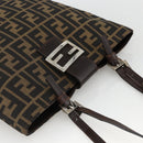 FENDI Zucca Canvas Tote Bag Black Brown Auth YKZ1463-6