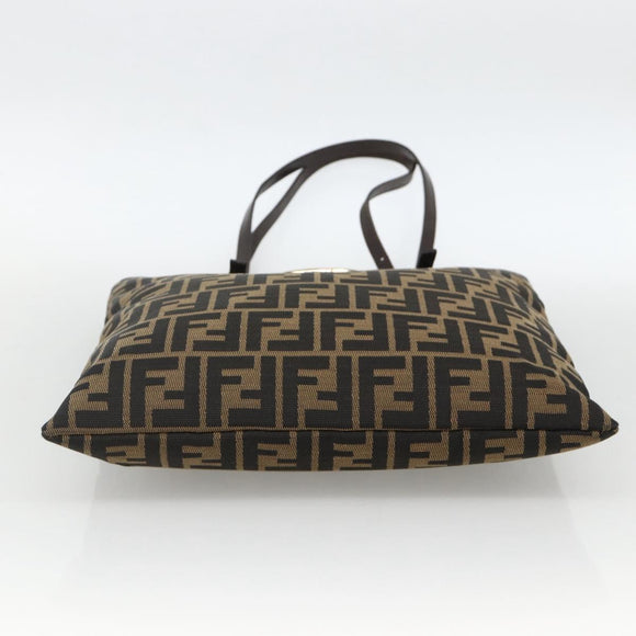 FENDI Zucca Canvas Tote Bag Black Brown Auth YKZ1463