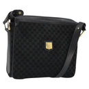 CELINE Macadam Canvas Shoulder Bag Suede Black Gold Auth YKZ1464-1
