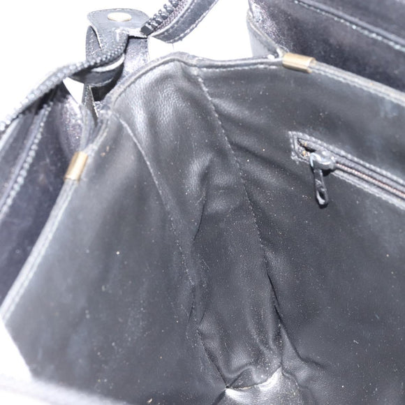 CELINE Macadam Canvas Shoulder Bag Suede Black Gold Auth YKZ1464