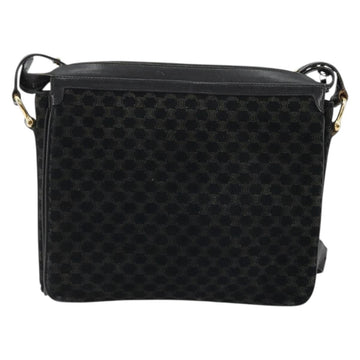 CELINE Macadam Canvas Shoulder Bag Suede Black Gold Auth YKZ1464 - 0