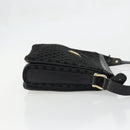 CELINE Macadam Canvas Shoulder Bag Suede Black Gold Auth YKZ1464-3