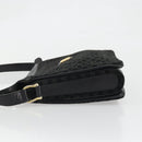 CELINE Macadam Canvas Shoulder Bag Suede Black Gold Auth YKZ1464-4