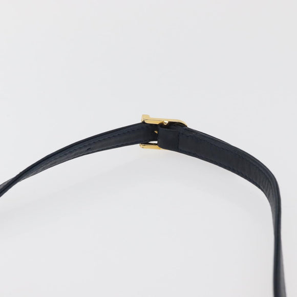FENDI Pasta Hand Bag Leather 2way Gold Navy Auth YKZ1469A