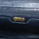 FENDI Pasta Hand Bag Leather 2way Gold Navy Auth YKZ1469A-20