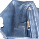 FENDI Pasta Hand Bag Leather 2way Gold Navy Auth YKZ1469A-21