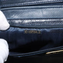 FENDI Pasta Hand Bag Leather 2way Gold Navy Auth YKZ1469A-12