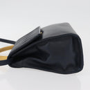 FENDI Pasta Hand Bag Leather 2way Gold Navy Auth YKZ1469A-4