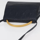FENDI Pasta Hand Bag Leather 2way Gold Navy Auth YKZ1469A-6