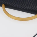 FENDI Pasta Hand Bag Leather 2way Gold Navy Auth YKZ1469A-7