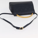 FENDI Pasta Hand Bag Leather 2way Gold Navy Auth YKZ1469A-9