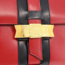 CELINE Hand Bag Leather Red Gold Auth YKZ1471A-18
