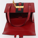 CELINE Hand Bag Leather Red Gold Auth YKZ1471A-10