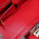 CELINE Hand Bag Leather Red Gold Auth YKZ1471A-11