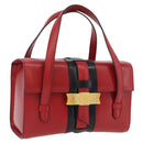 CELINE Hand Bag Leather Red Gold Auth YKZ1471A-1