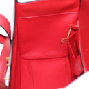 CELINE Hand Bag Leather Red Gold Auth YKZ1471A-21
