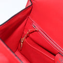 CELINE Hand Bag Leather Red Gold Auth YKZ1471A-22