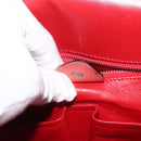 CELINE Hand Bag Leather Red Gold Auth YKZ1471A-12