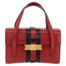 CELINE Hand Bag Leather Red Gold Auth YKZ1471A-13