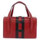 CELINE Hand Bag Leather Red Gold Auth YKZ1471A-2