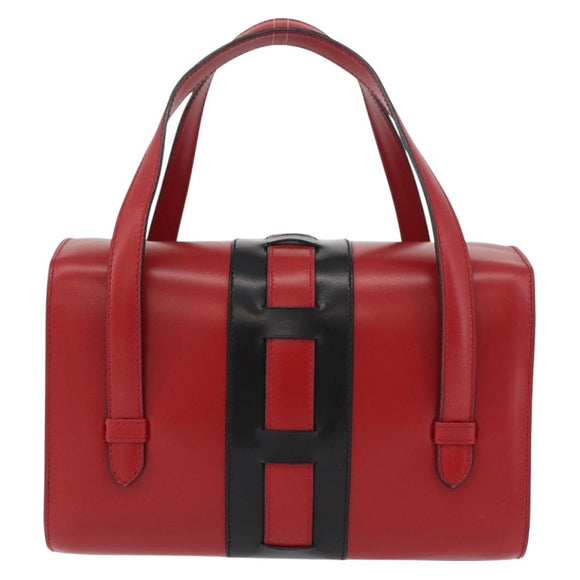 CELINE Hand Bag Leather Red Gold Auth YKZ1471A