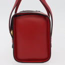 CELINE Hand Bag Leather Red Gold Auth YKZ1471A-3