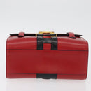 CELINE Hand Bag Leather Red Gold Auth YKZ1471A-5