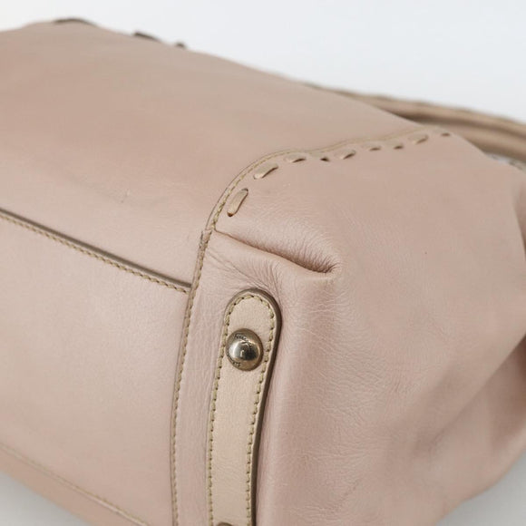 Salvatore Ferragamo Gancini Hand Bag Leather Beige Auth YKZ1472