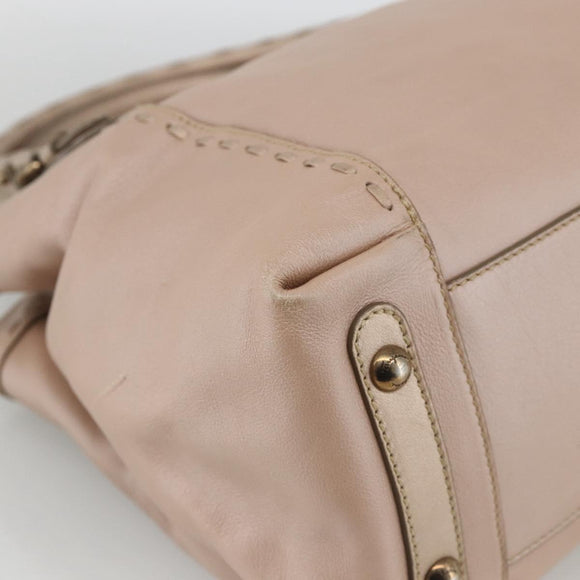 Salvatore Ferragamo Gancini Hand Bag Leather Beige Auth YKZ1472