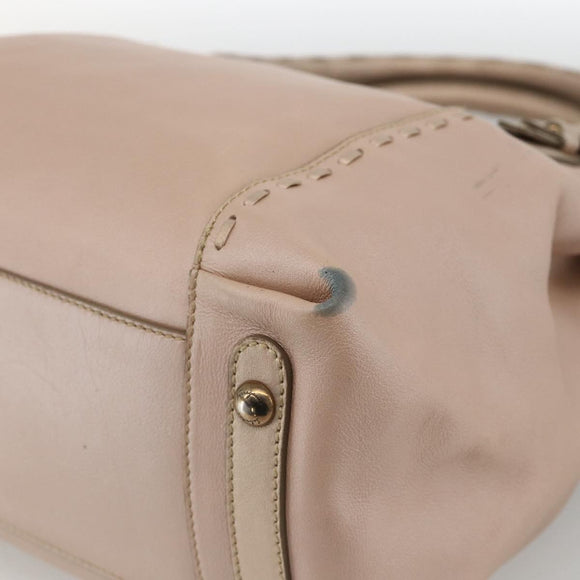 Salvatore Ferragamo Gancini Hand Bag Leather Beige Auth YKZ1472