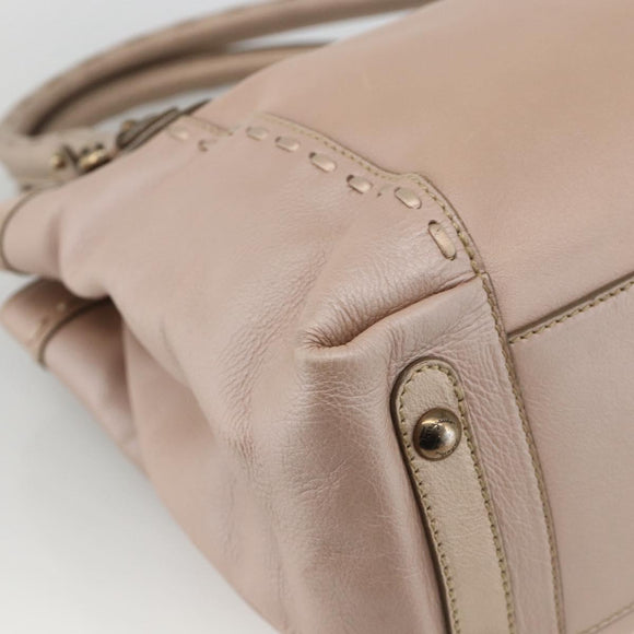 Salvatore Ferragamo Gancini Hand Bag Leather Beige Auth YKZ1472