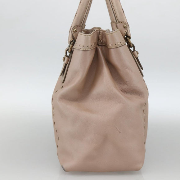 Salvatore Ferragamo Gancini Hand Bag Leather Beige Auth YKZ1472