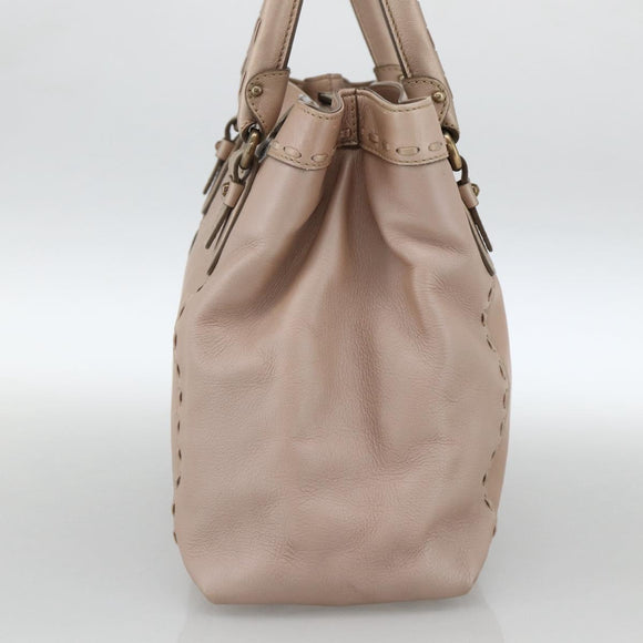Salvatore Ferragamo Gancini Hand Bag Leather Beige Auth YKZ1472