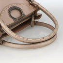 Salvatore Ferragamo Gancini Hand Bag Leather Beige Auth YKZ1472-7