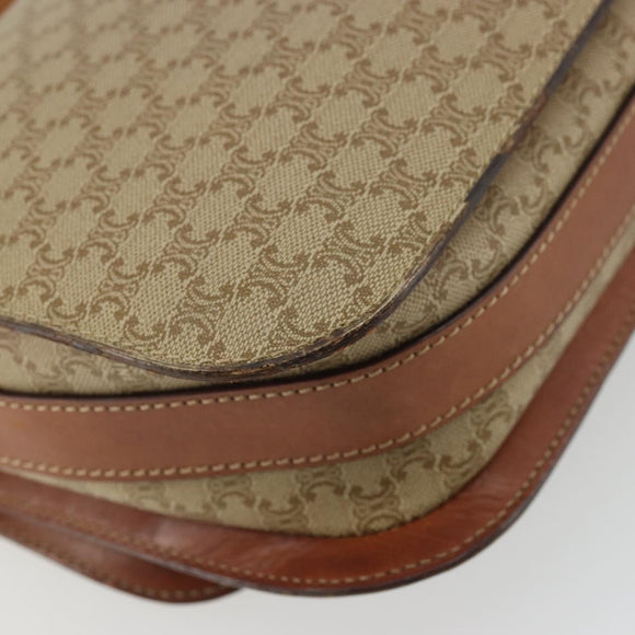 CELINE Macadam Canvas Shoulder Bag PVC Beige Gold Auth YKZ1474