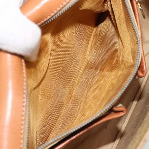 CELINE Macadam Canvas Shoulder Bag PVC Beige Gold Auth YKZ1474