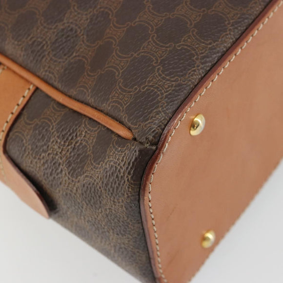 CELINE Macadam Canvas Hand Bag PVC Leather Brown Gold Auth YKZ1476A