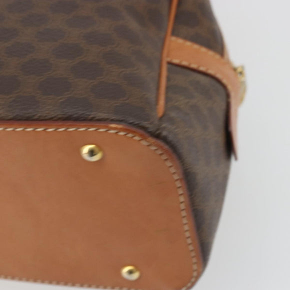 CELINE Macadam Canvas Hand Bag PVC Leather Brown Gold Auth YKZ1476A