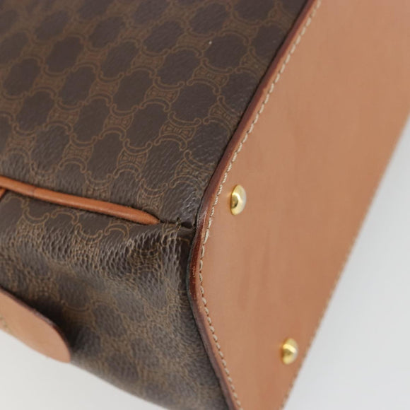 CELINE Macadam Canvas Hand Bag PVC Leather Brown Gold Auth YKZ1476A