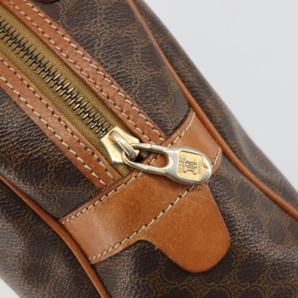 CELINE Macadam Canvas Hand Bag PVC Leather Brown Gold Auth YKZ1476A