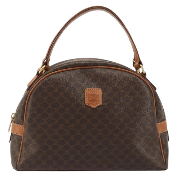 CELINE Macadam Canvas Hand Bag PVC Leather Brown Gold Auth YKZ1476A